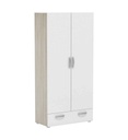 Armoire 2 portes 1 tiroir NANO coloris chêne shannon/ Blanc
