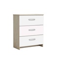 Commode 3 tiroirs NANO coloris blanc/ chêne shannon