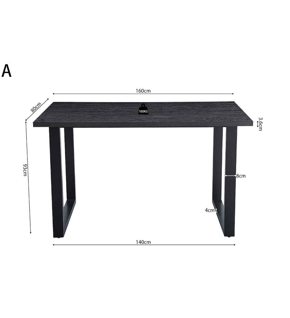 TABLE HAUTE 160/H 93 CM-PLATEAU COLORIS BRUN FONCE-51646-3-ALEXANDER