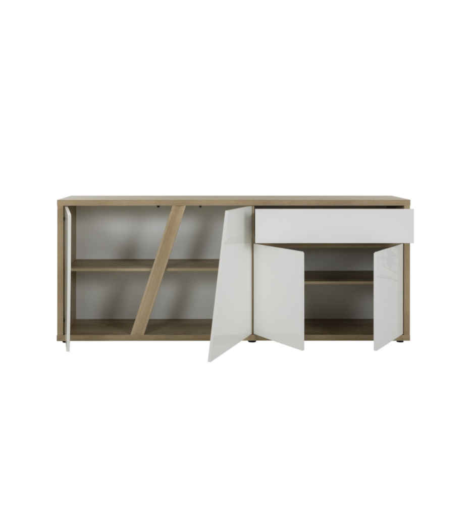 BAHUT AVEC 4 PORTES ET 1 TIROIR COLORIS CHENE SILVA REF J2Y-514-EPURA