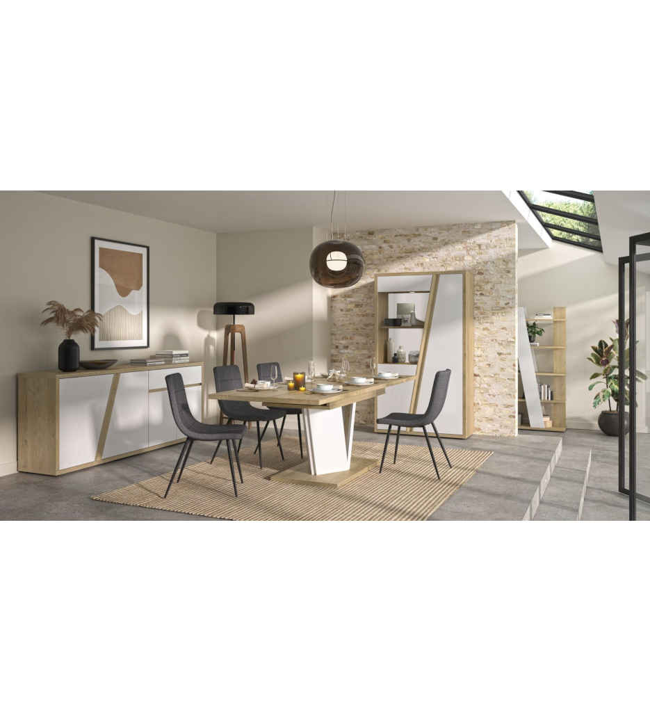 RANGEMENT AVEC 1 PORTE +1 PORTE VITRÉE COLORIS CHENE SILVA REF J2Y-250-EPURA