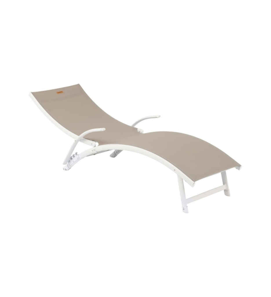 Transat pliable Samba aluminium noisette blanc 186709G