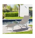Transat pliable Samba aluminium noisette blanc 186709G