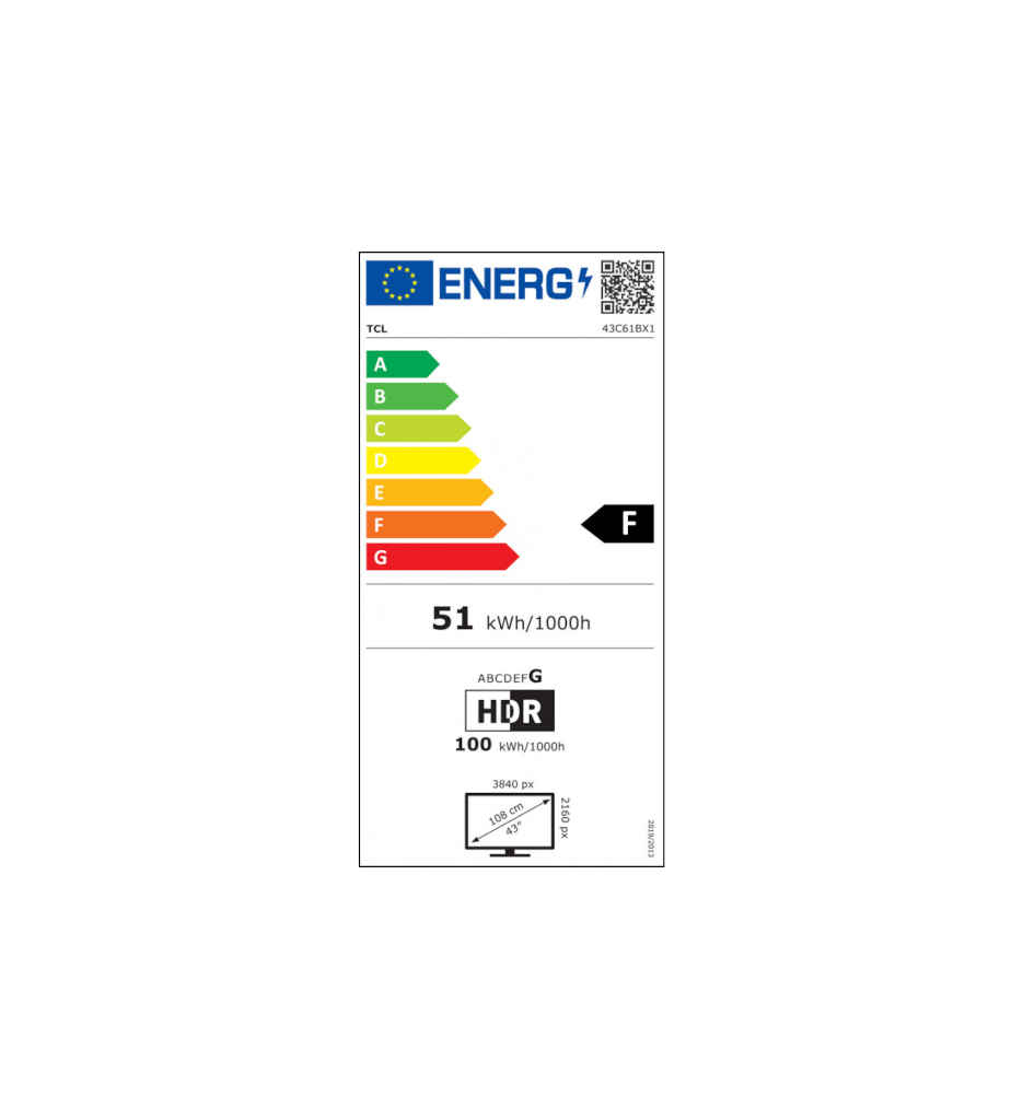 TV QLED 108CM F °TCL 43C61B