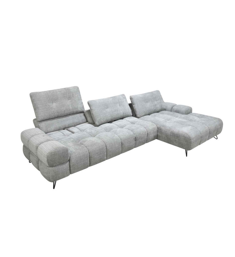 #ANGLE DROIT , (2 DOSSIER AVANCE/RECULE ELECT-3 TÊTIÈRES LIFTUP) MERDIENNE MANUEL- 2,5L+1,5TR-TISSU MS350-19B-LIGHT GREY-1886-LIFTUP