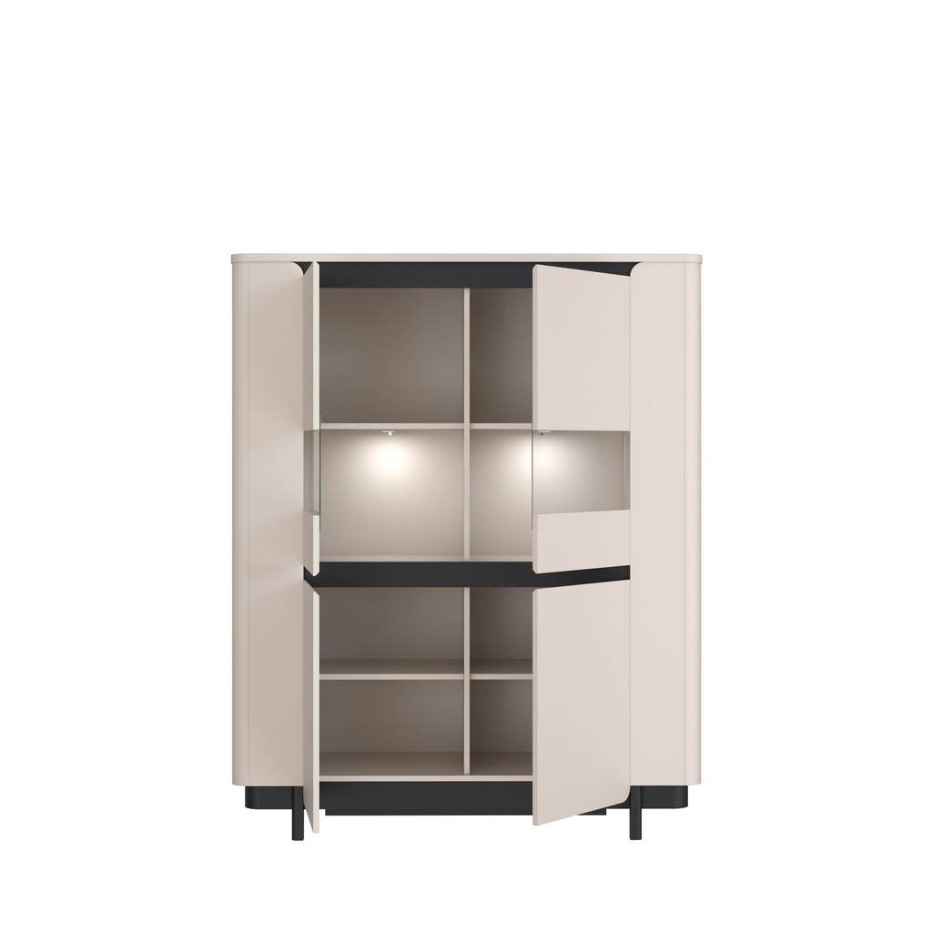 ²VITRINE 2PT-AV ECLAIRAGE LED-130CM-VXLV621B--SABLE/NOIR-VODOL