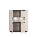 ²VITRINE 2PT-AV ECLAIRAGE LED-130CM-VXLV621B--SABLE/NOIR-VODOL