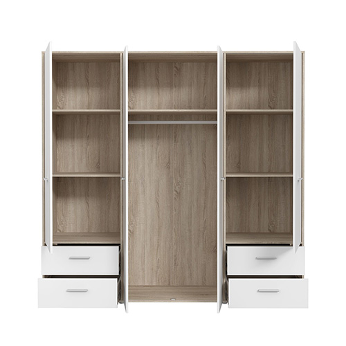 ARMOIRE 4PT/4T-209CM-SONOMA/WHITE-Q36-MOKR866-MOKKARO