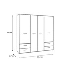 ARMOIRE 4PT/4T-209CM-SONOMA/WHITE-Q36-MOKR866-MOKKARO