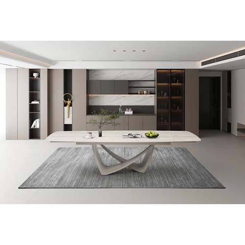 #TABLE CERAMIQUE-AV ALLONGE 200(300)*100 CM-TRAVERTIN-27610TR-MAJESTIC