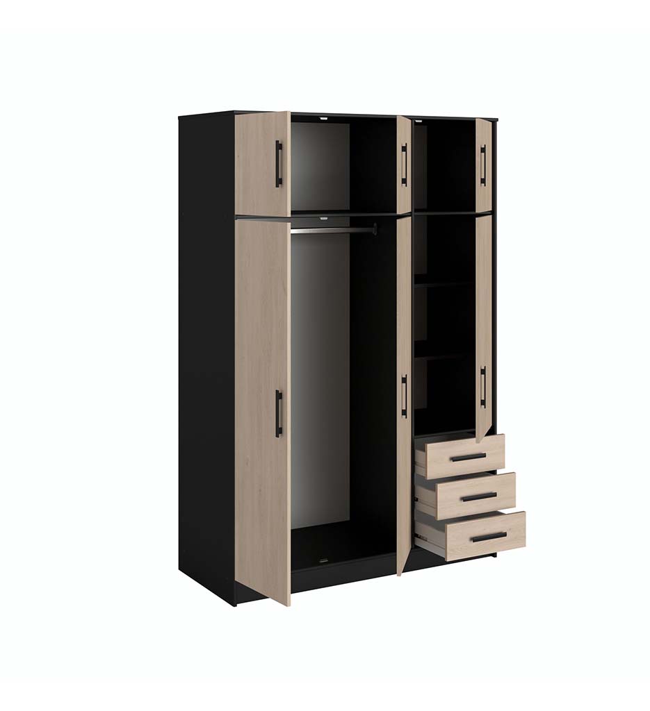 #ARMOIRE-6 PORTES/3 TIROIRS-0600145-BROOKLYN -STORYOAK/BLACK