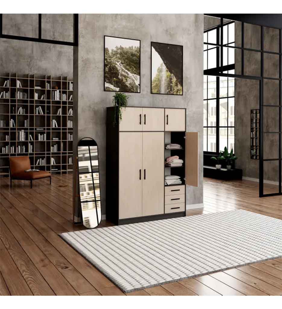 #ARMOIRE-6 PORTES/3 TIROIRS-0600145-BROOKLYN -STORYOAK/BLACK