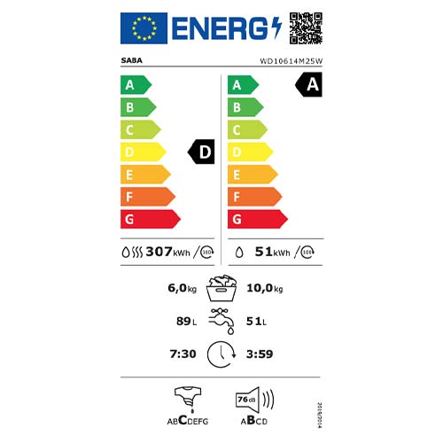 LAV/SECH. 10/6KG 1400T A/D - SABA WD10614M25W