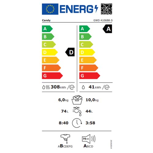 LAV./SECH. 10/6KG 1400T A -20%/D °CANDY GWD 4106B8-S