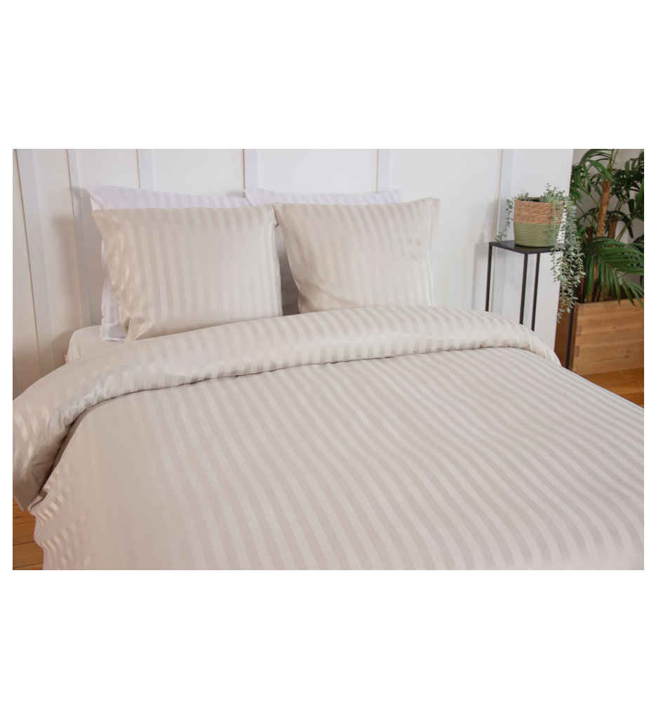 PARURE 240 X 220 MICROFIBRE SATIN DOBBY ALBATRE