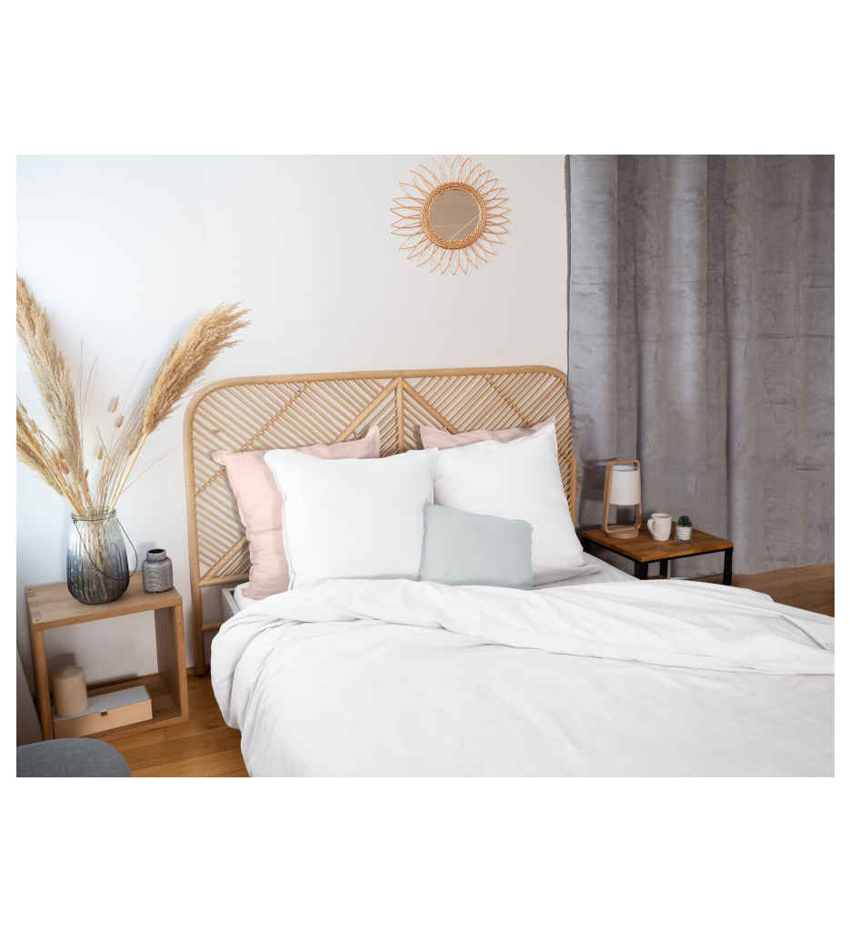 PARURE 240 X 220 COTON-LIN LAVE BLANC