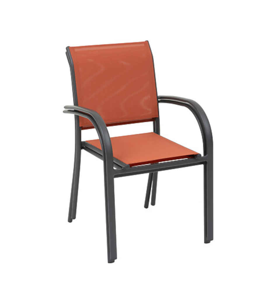 Fauteuil repas empilable Piazza aluminium ambre graphite JJA 196869