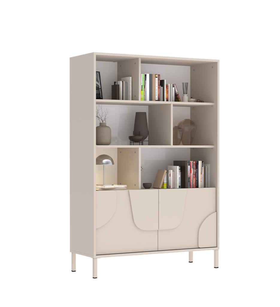 BIBLIOTHEQUE 2 PORTES-L 106 CM-203194-14-CASMHERE-STONE