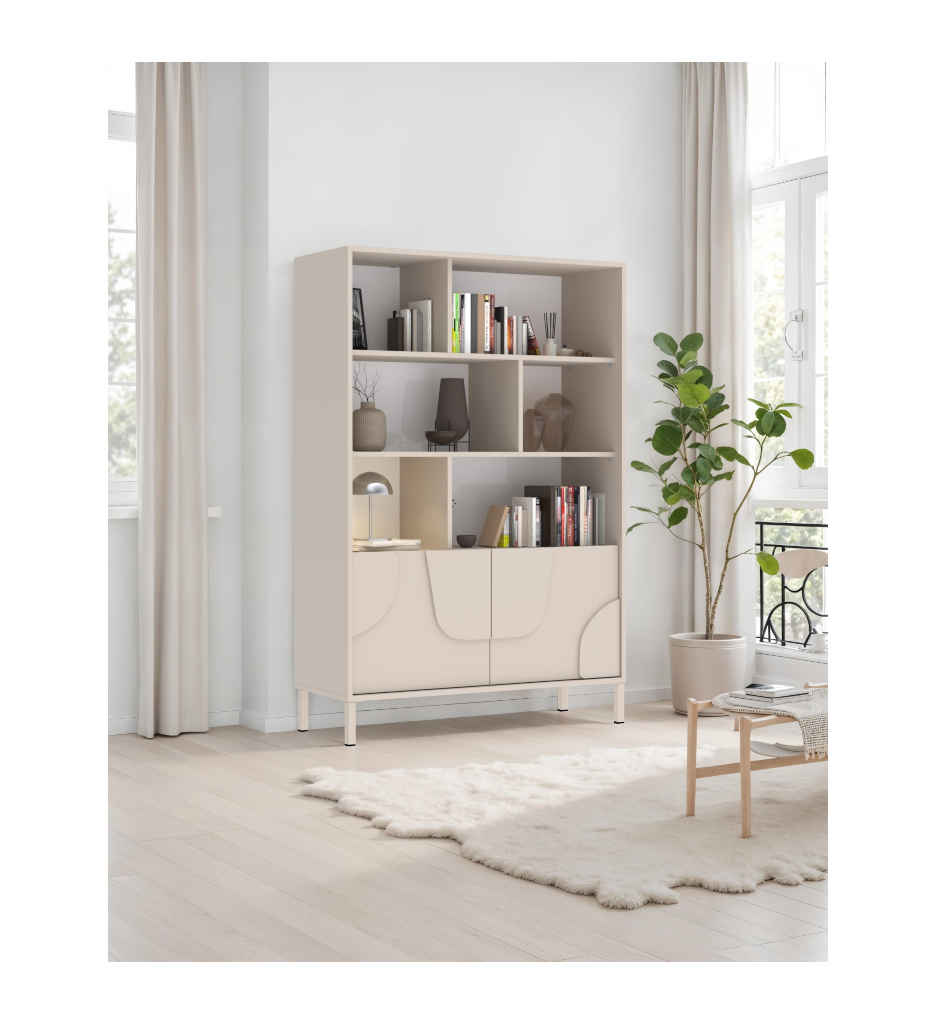 BIBLIOTHEQUE 2 PORTES-L 106 CM-203194-14-CASMHERE-STONE