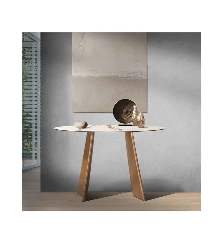 CONSOLE PLATEAU CERAMIQUE-BLANC & TAUPE-53122BT-NEMO