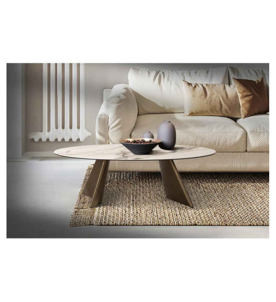 TABLE BASSE CERAMIQUE-BLANC & TAUPE-53124BT-NEMO