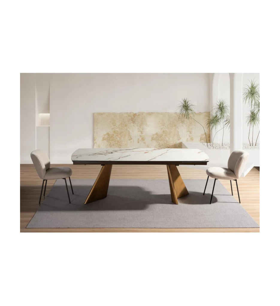 TABLE CERAMIQUE 220*(300)CM-BLANC & TAUPE-53121BT-NEMO