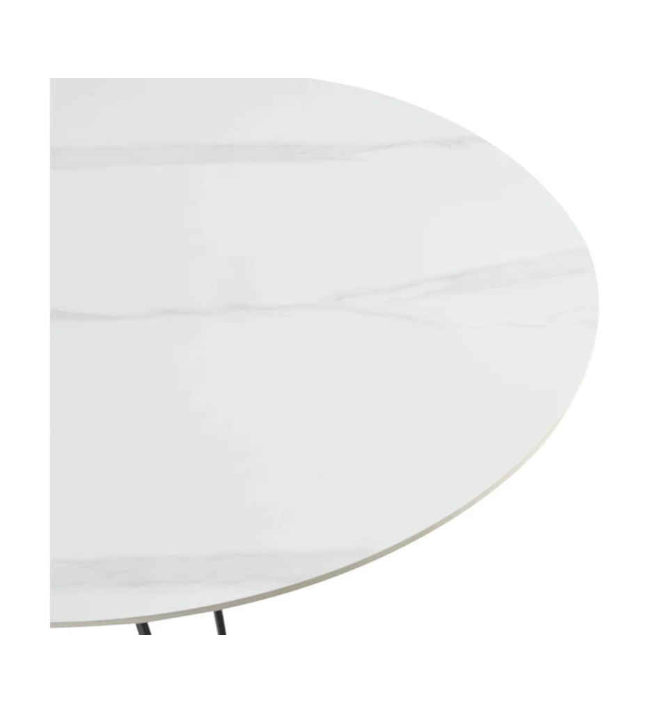 TABLE RONDE PLATEAU 100% CERAMIQUE-120*120 CM-BLANC -PORTO-18601BL