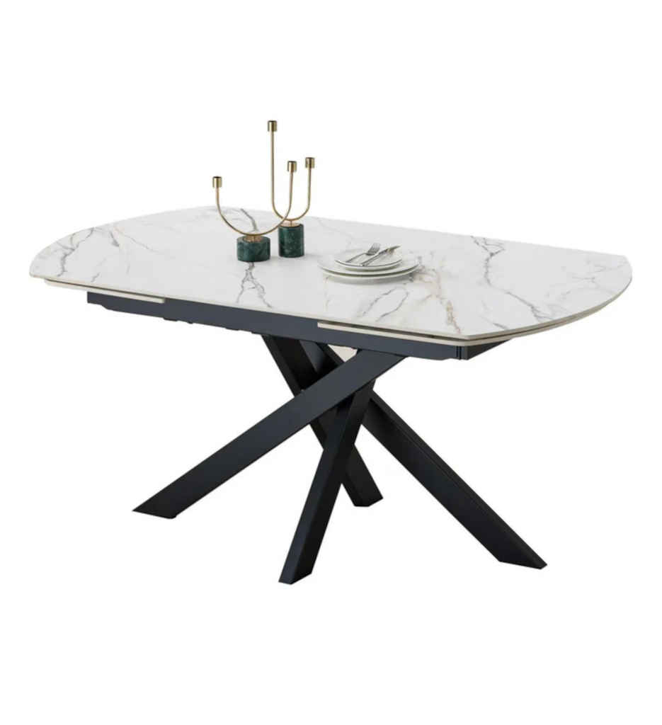 TABLE CERAMIQUE-AV ALLONGE 160(240)*90 CM-BLANC-41261BL-FURIANI