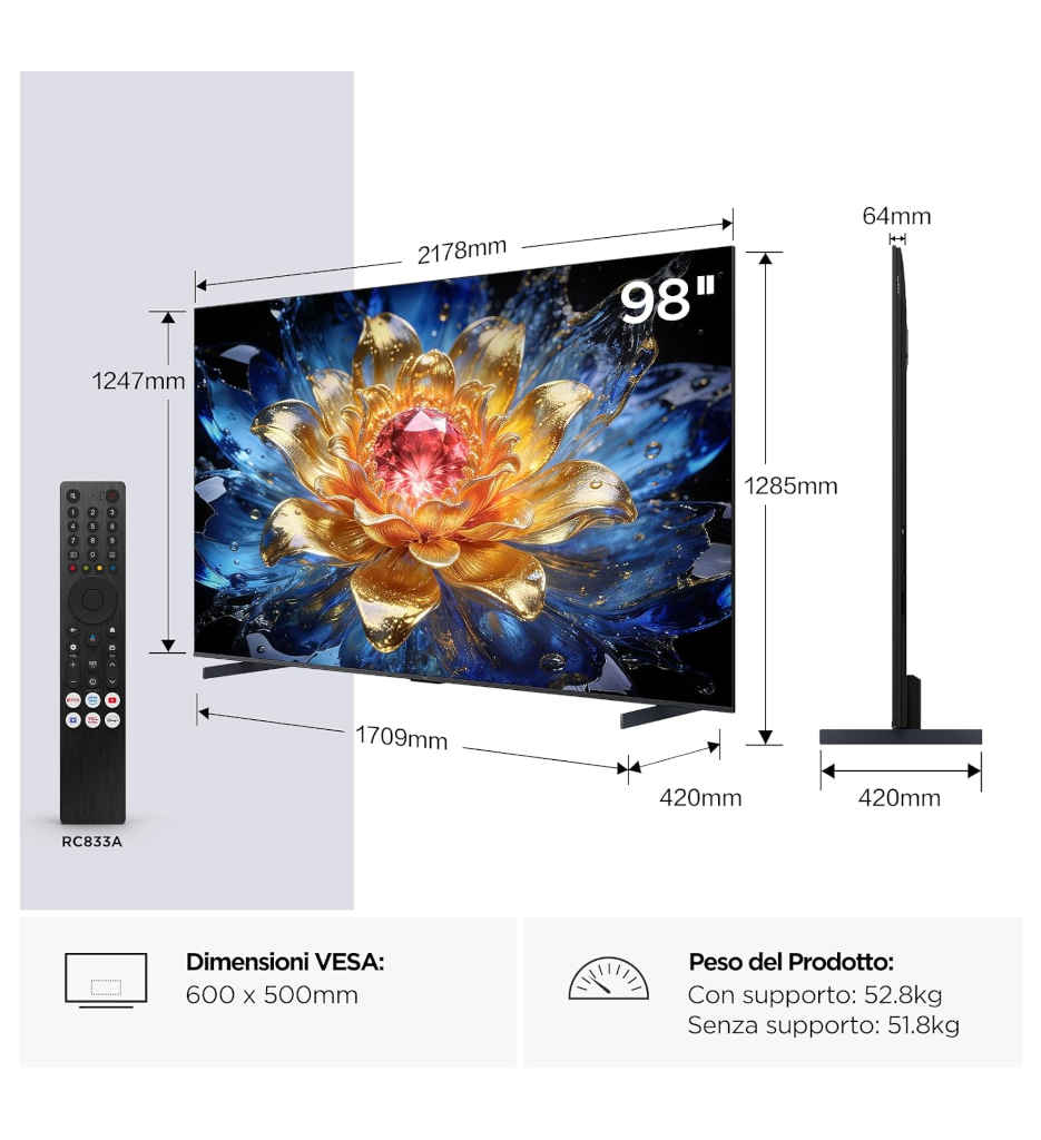 TV QD-MINI LED 144HZ 247CM E °TCL 98T8D
