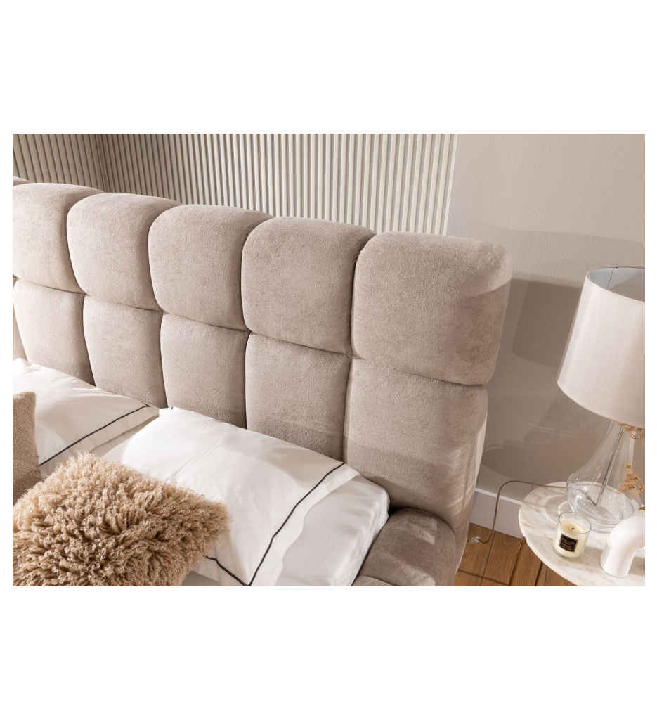 LIT + COFFRE- 180*200 CM-TISSU FREYA 210.02-CREME-SEWILLA