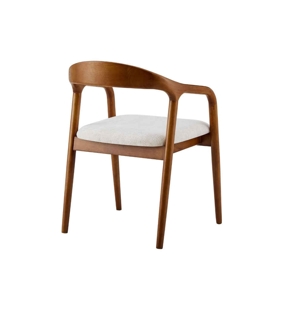CHAISE AVEC ACCOUDOIR-BOIS DARK -TISSU BEIGE-NORA