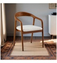 CHAISE AVEC ACCOUDOIR-BOIS DARK -TISSU BEIGE-NORA