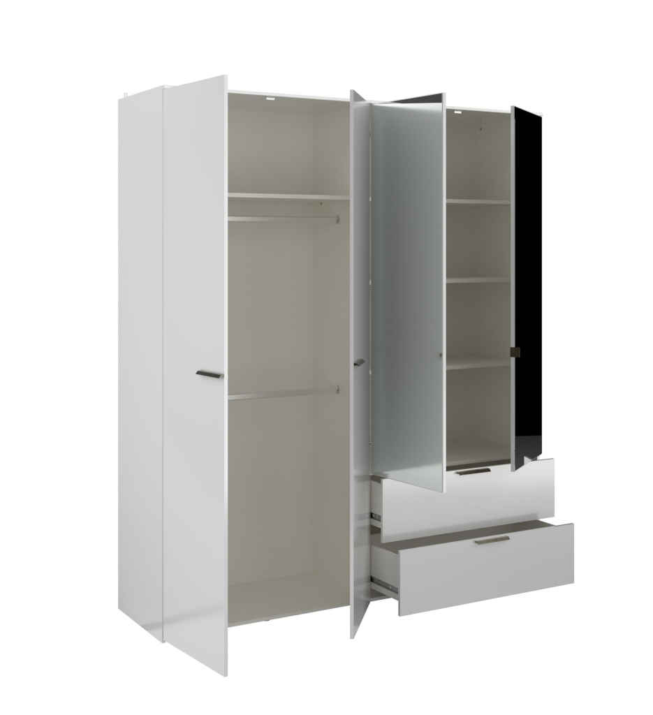 #ARMOIRE 4 PORTES+ 2 TIROIRS BLANC BRILLANT 924- 597172-OPUS
