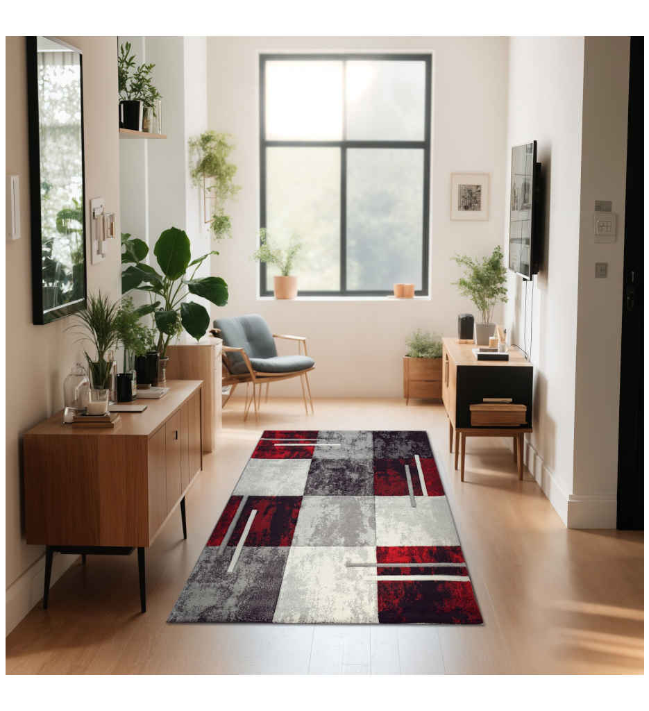 Tapis Diamond 663 Gris Rouge 80X150