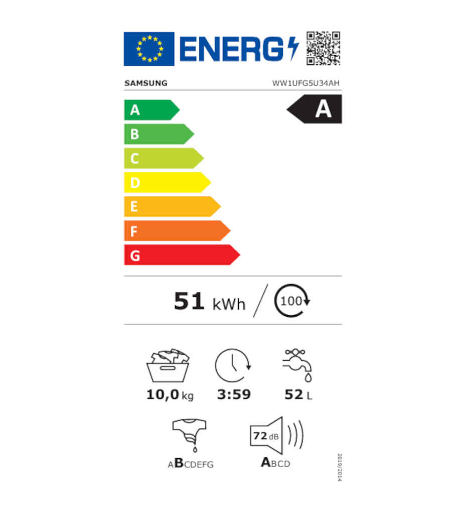 LL 10KG 1400T ECOBUBBLE AI A °SAMSUNG WW1UFG5U34AHEN