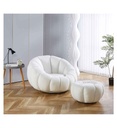 ²FAUTEUIL+POUF-WHITE TEDDY-PUMPKIN CHAIR