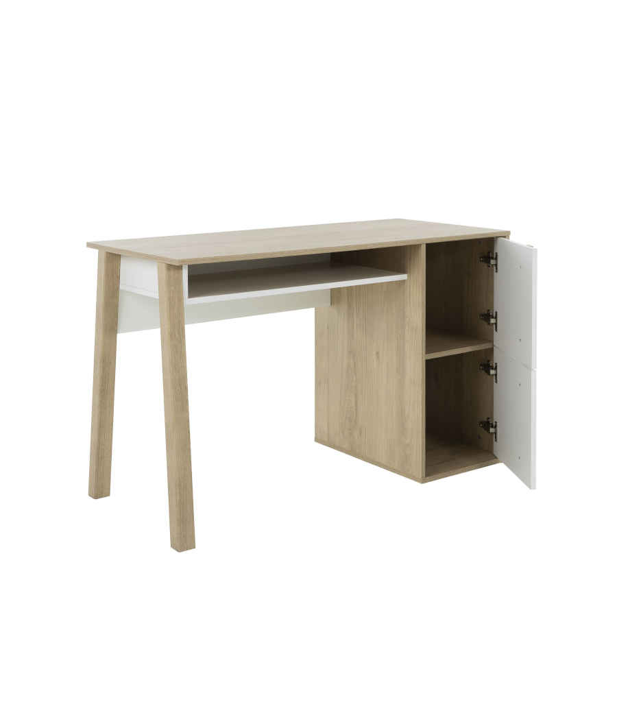 BUREAU 2 PORTES-CHATAIGNER NATUREL/BLANC-1H6N150-ARIA
