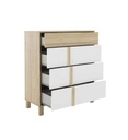 COMMODE 4 TIROIRS-CHATAIGNER NATUREL/BLANC-1H6N160-ARIA