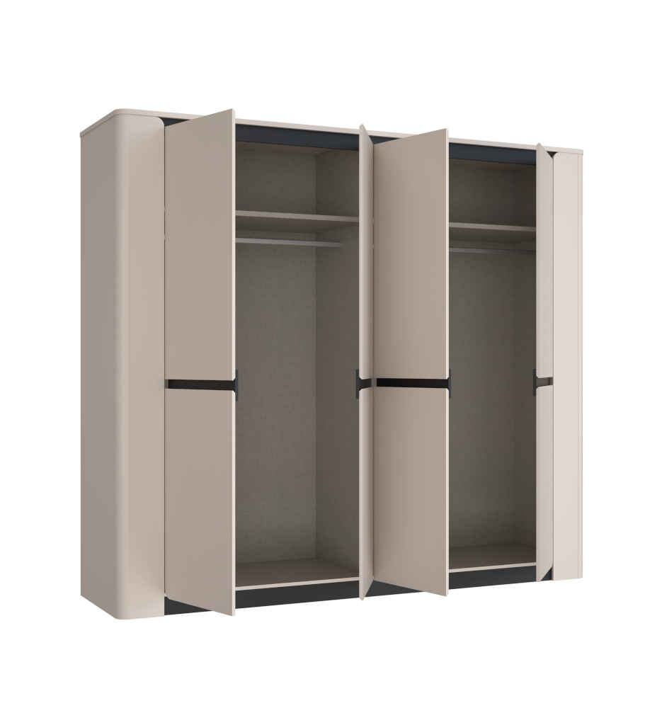 ARMOIRE 4 PORTES+SET 3TAB-L 240CM-M849-SABLE-VXLS941+VXLD117-VODOL