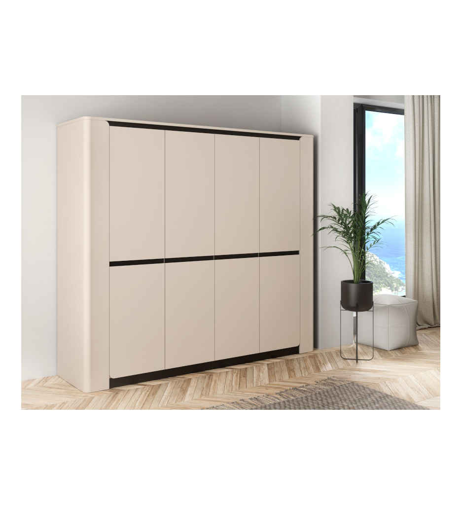 ARMOIRE 4 PORTES+SET 3TAB-L 240CM-M849-SABLE-VXLS941+VXLD117-VODOL