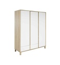 ARMOIRE 3 PORTES/1 TIROIR -CHATAIGNER NATUREL/BLANC-1H6N180-ARIA