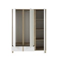 ARMOIRE 3 PORTES/1 TIROIR -CHATAIGNER NATUREL/BLANC-1H6N180-ARIA