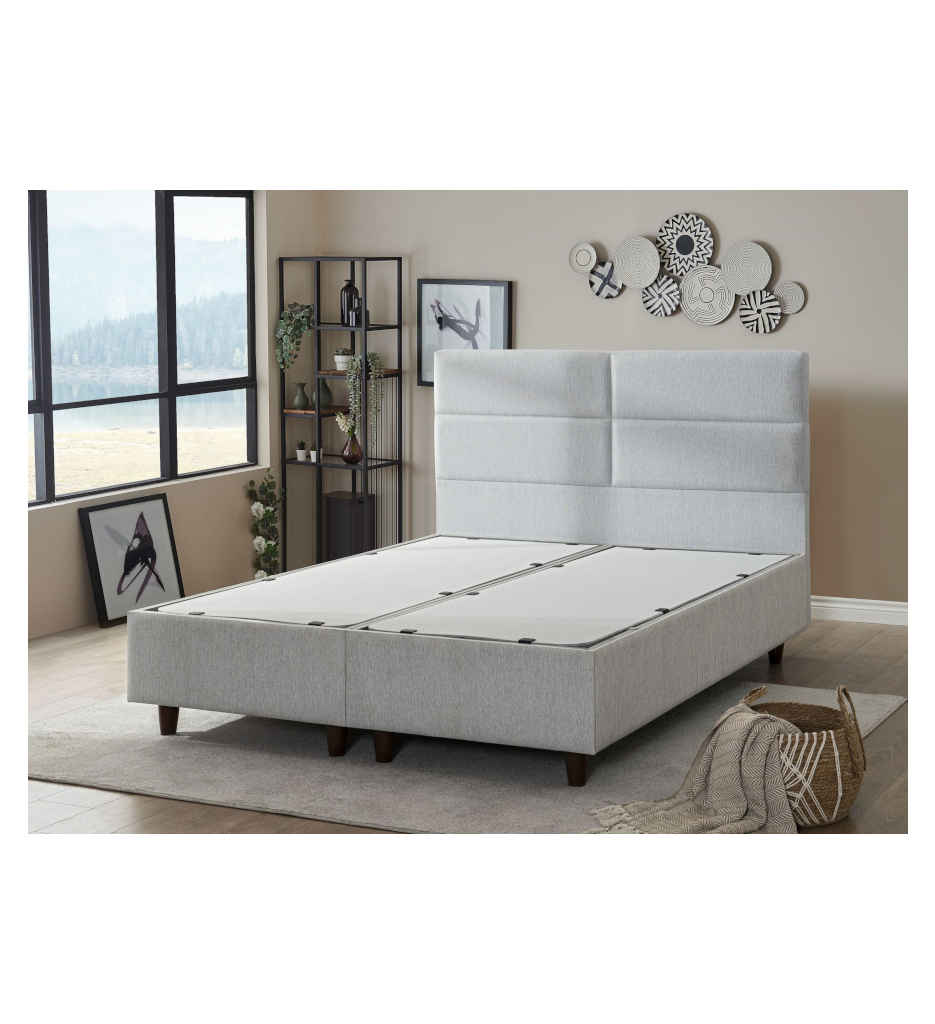 ²LIT 160*200 CM AVEC COFFRE-TISSU FABRIC BLANC-HYPERSOFT