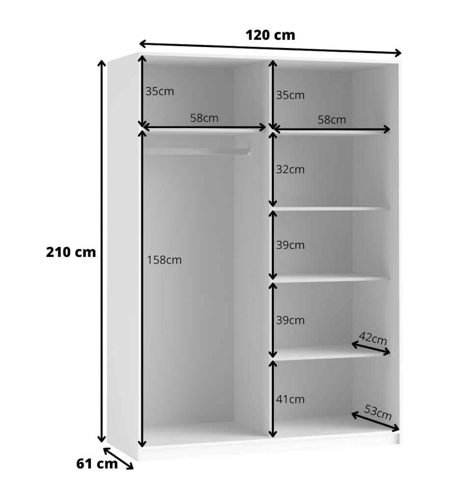 ARMOIRE 2PT BLANC MAT AVEC MIROIRS-120CM-22971654-BETA