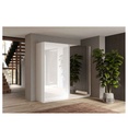ARMOIRE 2 PORTES-L180CM-AVEC 1 MIROIR AVEC SEPARATEUR+FREINS INCLUS-LAQUE BLANC-629021-180SS2-SWING