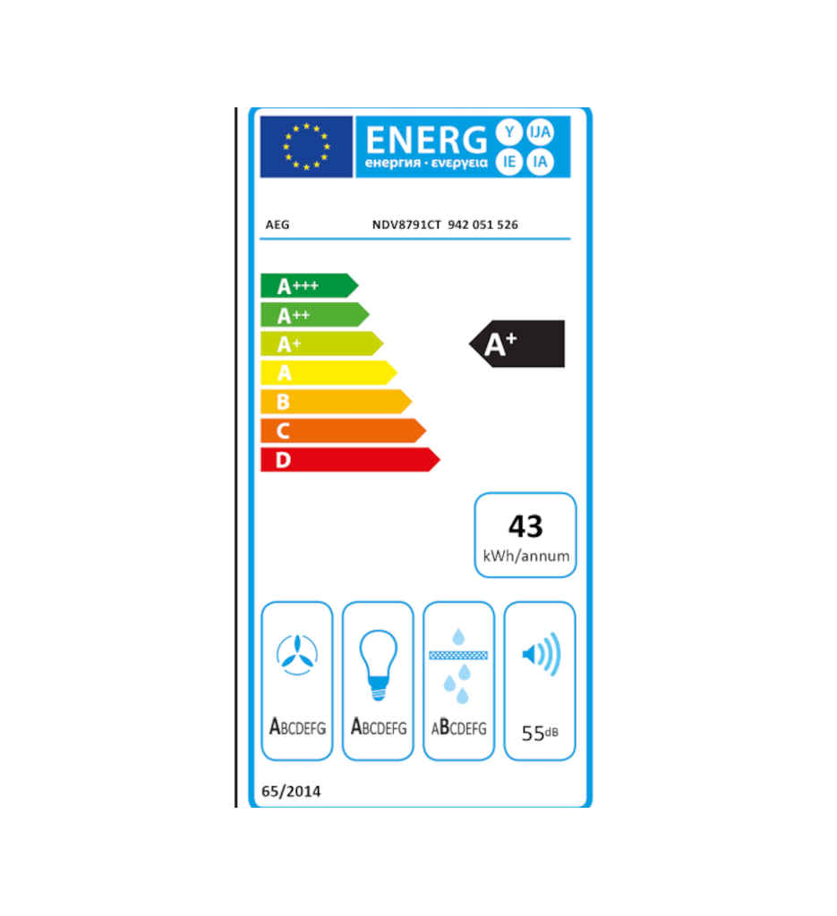 HOTTE INCL. 90CM BLACKMAT 71dB A+ °AEG NDV8791CT