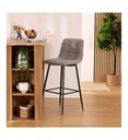 Chaise de bar haute Sirac tissu gris clair 207325A