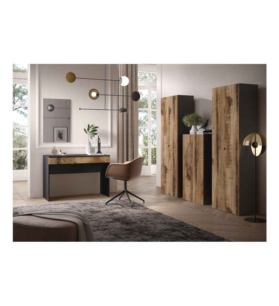 Bureau/Console SMILE noir-chêne pero 408048P-1100