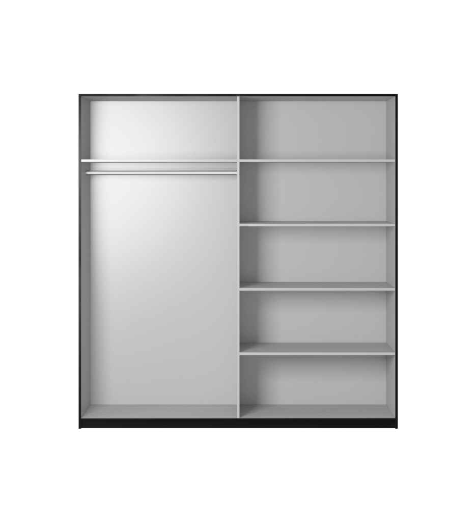 ARMOIRE 2PT NOIR AVEC MIROIRS-200CM-22W01657-BETA