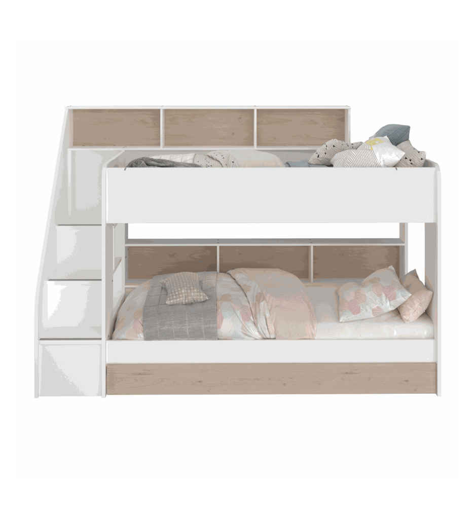 LIT COMPACT+TIROIR-2332LISU+2332TILI-BIBLIOBED-WHITE/JACKSON OAK-2332LISU+2332TILI